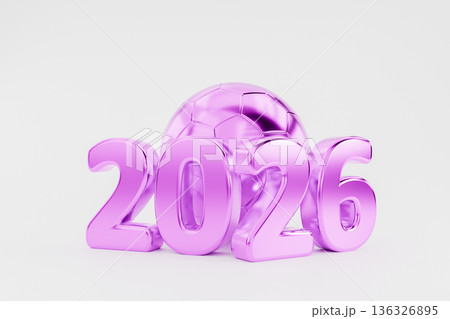Pink glossy 2026 text on a light background 3d render Pink glossy 2026 text on a light background 3d render 136326895