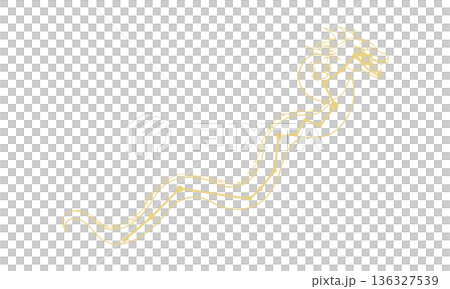 うみへび座の線画イラスト（ゴールド色で星座の絵と星座線、線のみで塗りなし） 136327539