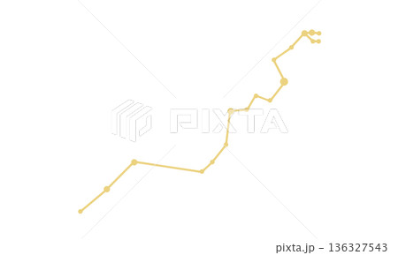 うみへび座の星座線のイラスト（ゴールド色） 136327543