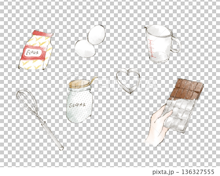 バレンタインデーお菓子作りのイラスト バレンタインデーお菓子作りのイラスト 136327555