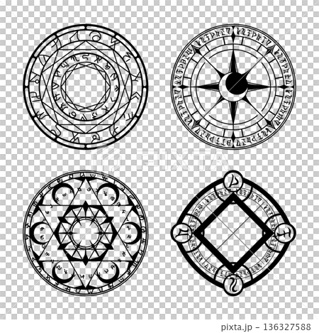 Magic circle illustration set 136327588