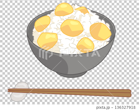 栗子飯示意圖（附筷子和筷架） 136327918