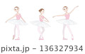 可愛いバレリーナのイラストセット_ヴァリエーションのリハーサル_ポアント_チュチュ 136327934