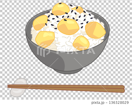 Illustration of chestnut rice and black sesame seeds (with chopsticks and chopstick rests added) Illustration of chestnut rice and black sesame seeds (with chopsticks and chopstick rests added) 136328029