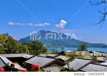 仙巌園・御殿と桜島（鹿児島県・鹿児島市） 136328378