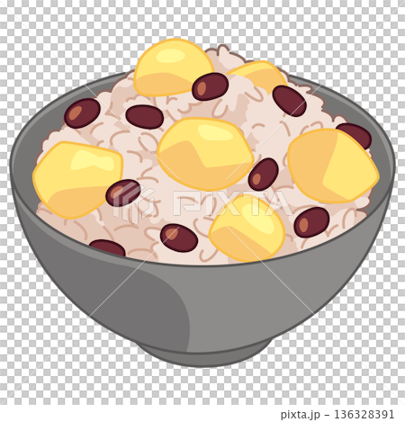 小豆入り栗ご飯のイラスト 136328391