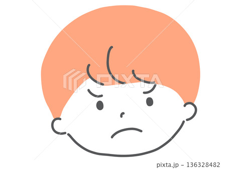 怒っている子供　男の子　イラスト 136328482