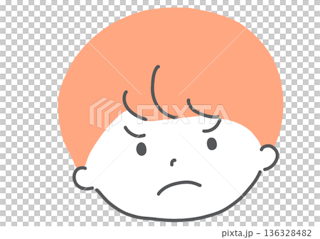 怒っている子供　男の子　イラスト 136328482