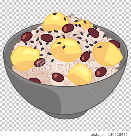 栗赤飯と黒ごまのイラスト 136328485