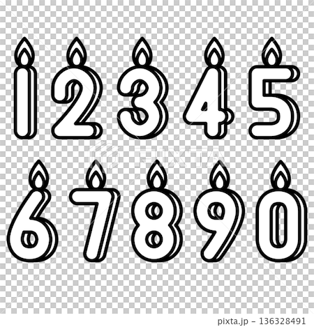 お祝いや記念日に使えるシンプルな数字のロウソク 136328491