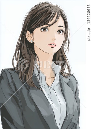 オフィスで働く若い女性 136328658