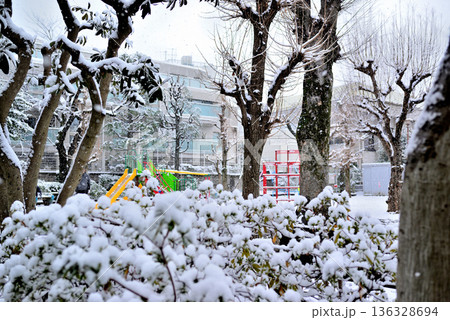 東京都渋谷区 代々木上原駅周辺 小雪の舞う閑静な高級住宅街 東京都渋谷区 代々木上原駅周辺 小雪の舞う閑静な高級住宅街 136328694
