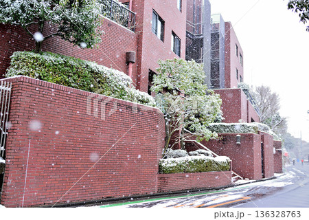 東京都渋谷区 代々木上原駅周辺 小雪の舞う閑静な高級住宅街 東京都渋谷区 代々木上原駅周辺 小雪の舞う閑静な高級住宅街 136328763