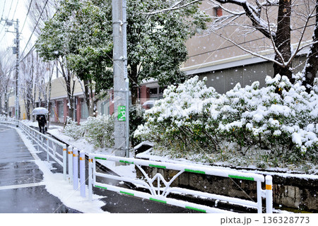 東京都渋谷区 代々木上原駅周辺 小雪の舞う閑静な高級住宅街 東京都渋谷区 代々木上原駅周辺 小雪の舞う閑静な高級住宅街 136328773