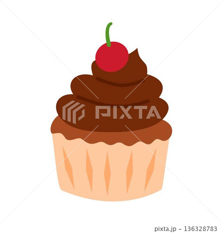 Chocolate Cupcake sweet dessert illustration 136328783