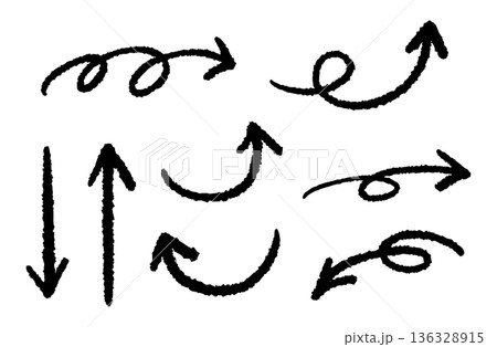 ペンの手書きの矢印セット_黒 ペンの手書きの矢印セット_黒 136328915