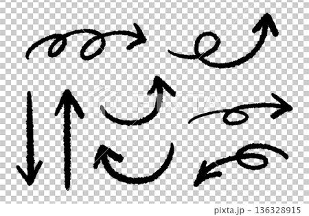 ペンの手書きの矢印セット_黒 ペンの手書きの矢印セット_黒 136328915