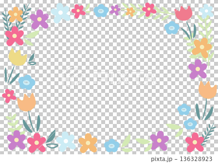 可愛的相框材料上散落著春花 136328923