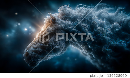 星々を纏い宇宙を駆ける天馬の星雲 デジタルイラスト 136328960
