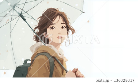 傘をさす女性 傘をさす女性 136329317