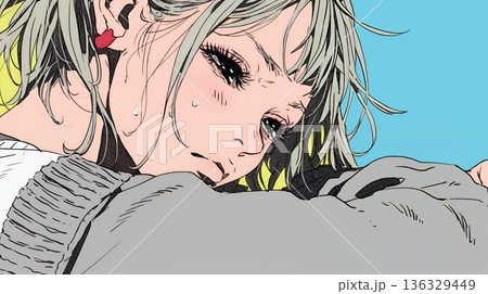 ため息をつく若い女性 136329449