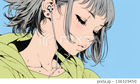 ため息をつく若い女性 136329450