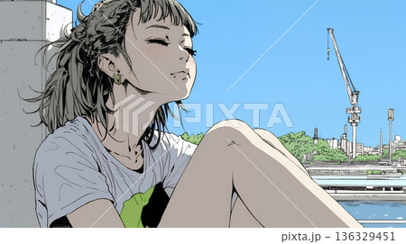 ため息をつく若い女性