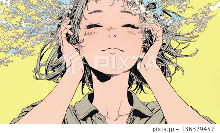 ため息をつく若い女性