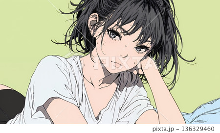 ため息をつく若い女性 136329460