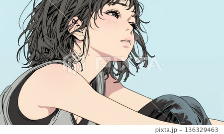 ため息をつく若い女性 136329463