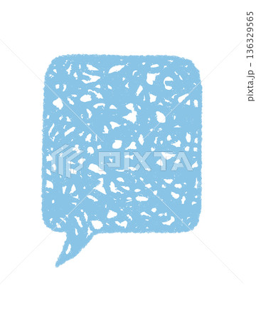 Organic speech box styled in crayon sketch and soft balloon form. Blue chat bubble rectangle gives a friendly message icon touch. Playful communication accent for text and creative message art. 136329565