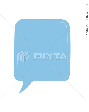 Blue hand drawn chat bubble in fluid rectangle textbox form. Conversation, message and comment talk icon with doodle look. Speech bubble as playful communication symbol, perfect for chat or comment 136329954
