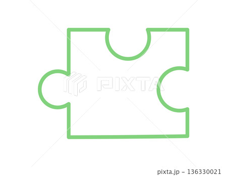 Flat jigsaw puzzle silhouette piece with green outline. Simple jigsaw piece design for toy, boardgame, and children play themes. Ideal for hobby and entertainment activities or playful graphic Flat jigsaw puzzle silhouette piece with green outline. Simple jigsaw piece design for toy, boardgame, and children play themes. Ideal for hobby and entertainment activities or playful graphic 136330021