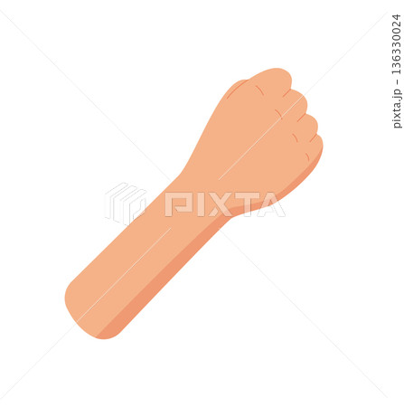 Flat cartoon hand fist with fingers raised to show number five. Bare human palm in upward pose expresses counting gesture. Simple style, isolated for education or counting concepts. Flat cartoon hand fist with fingers raised to show number five. Bare human palm in upward pose expresses counting gesture. Simple style, isolated for education or counting concepts. 136330024
