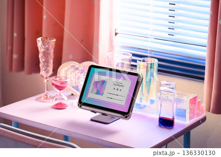 机上のデジタル音楽再生 136330130