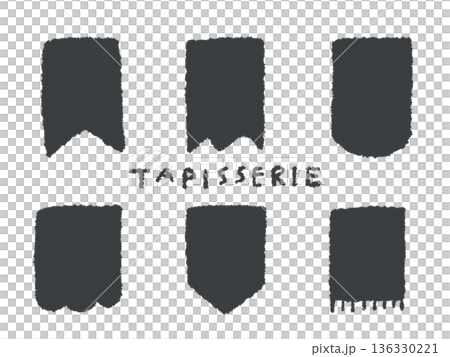 アイコンやシンボルマークとして、デザイン時に使いやすい手描きならではのイラスト・タペストリー 136330221