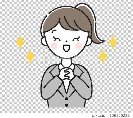 感激する女性社員 136330228