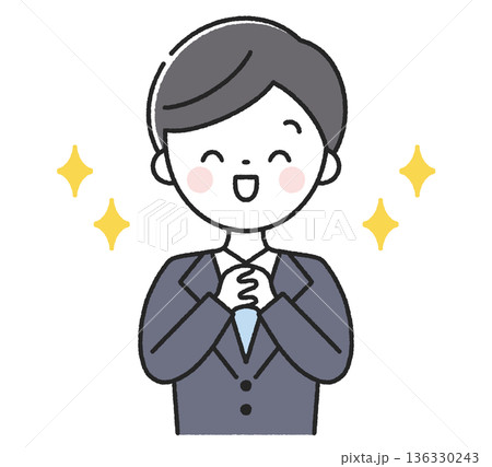 感激する男性社員 感激する男性社員 136330243