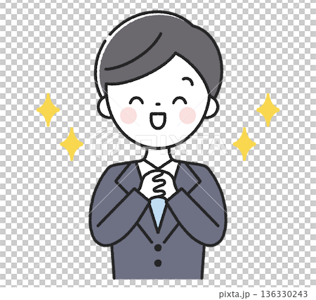 感激する男性社員 感激する男性社員 136330243