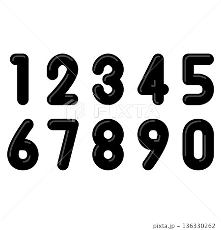 ぷっくり立体感のあるカラフルな数字セット 136330262