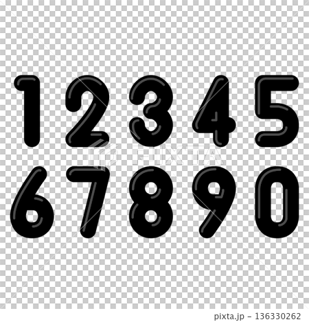 ぷっくり立体感のあるカラフルな数字セット 136330262