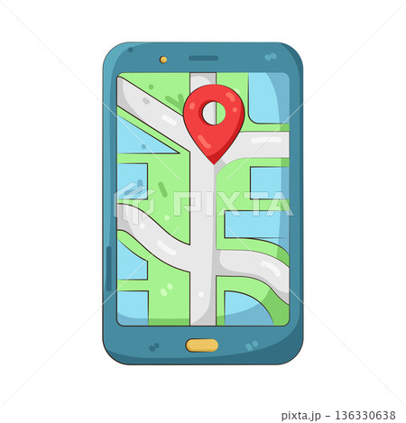 Illustration of mobile map Illustration of mobile map 136330638