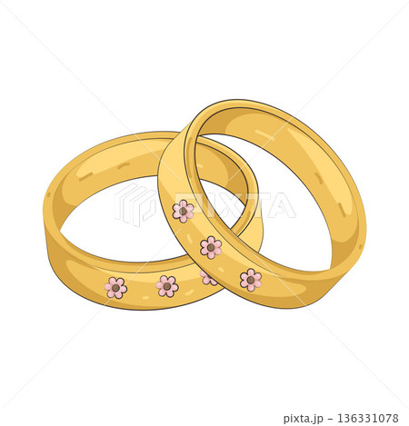 Illustration of floral gold ring 136331078
