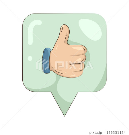 Illustration of speech bubble with a thumbs up 136331124