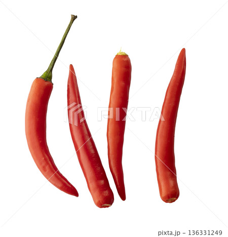 Red chilli pepper isolated on a white background Red chilli pepper isolated on a white background 136331249