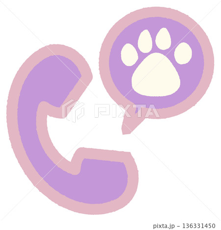 シンプルかわいい電話アイコン・ペット肉球 カラー 136331450