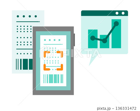 レシートをOCRで読み取る経費精算のイラスト スマホで行うペーパーレス処理 136331472