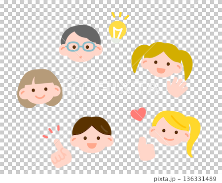 Simple and cute children's facial expression set 136331489