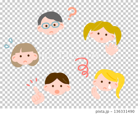 Negative children's facial expressions set 136331490