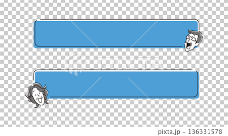 A simple hand-drawn illustration set of smiling senior women and men's faces and speech bubbles 136331578